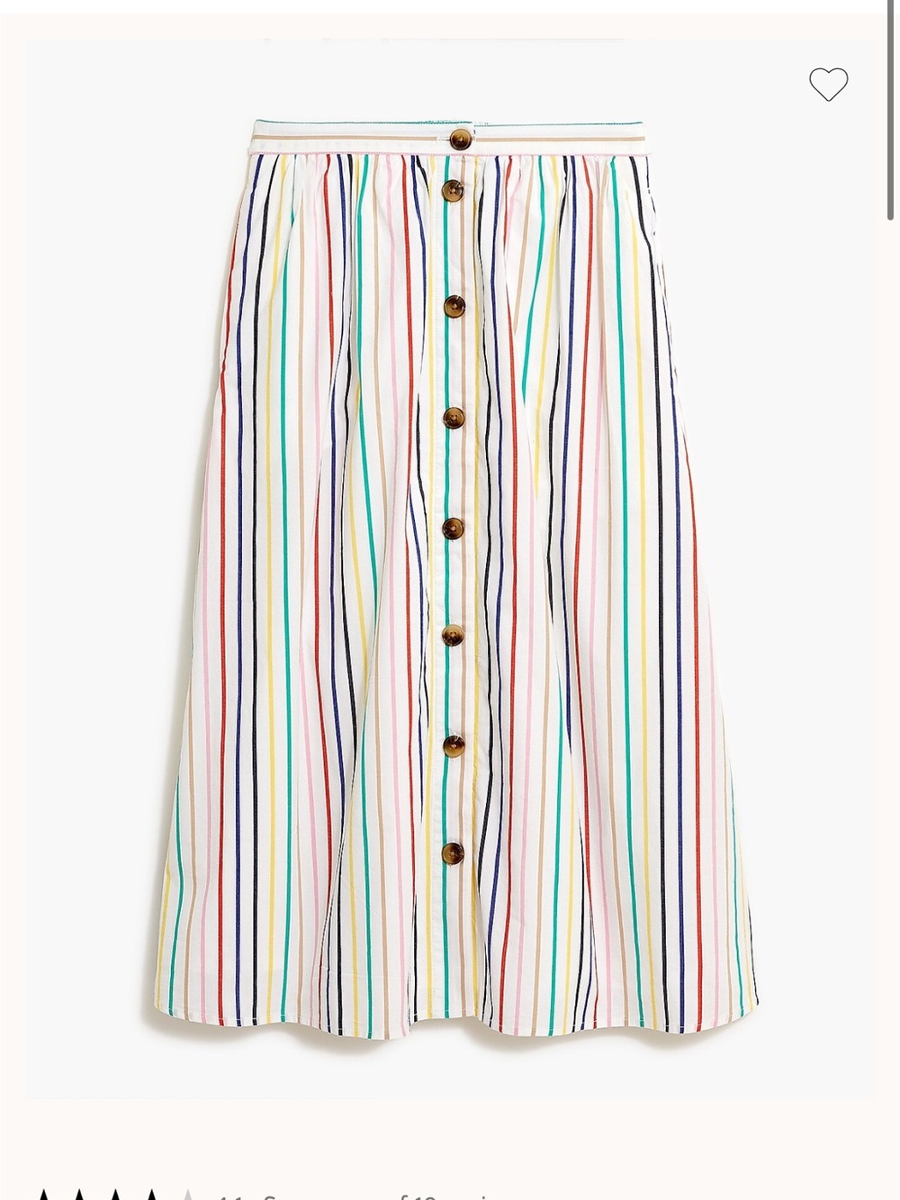 J Crew Factory Rainbow Stripe Button Front Poplin Midi Skirt Multicolored Size S - Picture 1 of 13